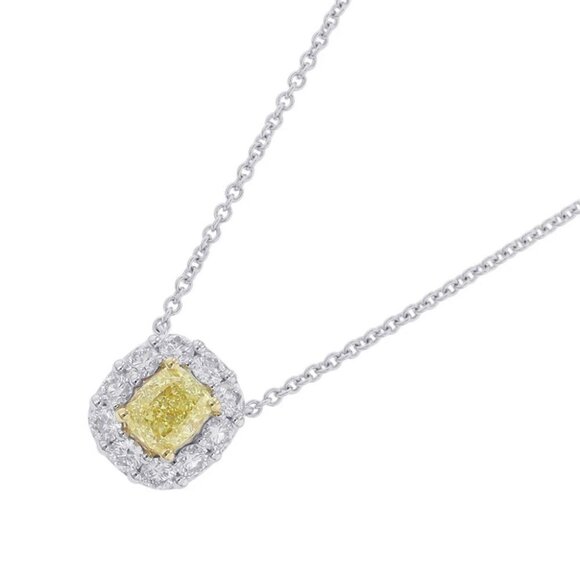 GRAFF Icon Cushion Cut Yellow Diamond Pendant K18WG/K18YG RGP845 - Picture 1 of 12